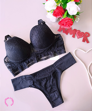 Conjunto de Lingerie Com Bojo e Renda Tamanho GG