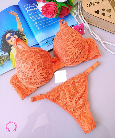 Conjunto de Lingerie Com Bojo Renda Sobreposta Tamanho GG