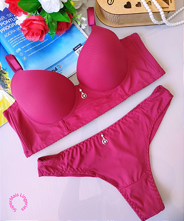 Conjunto de Lingerie Plus Size Cropped Canelado Tamanho 50