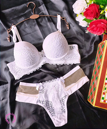 Conjunto Sutiã e Calcinha Cristal Branco Renda