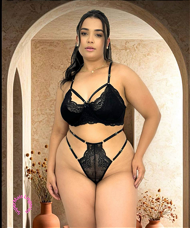 Conjunto Leona Plus Size Renda Strappy REF C233