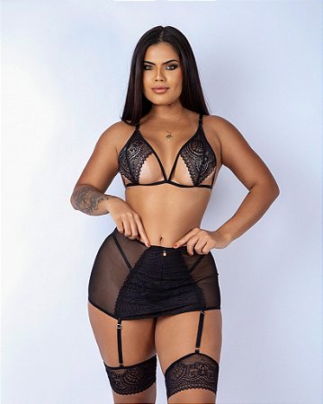 Conjunto Sexy Monalisa com Sainha REF 2158
