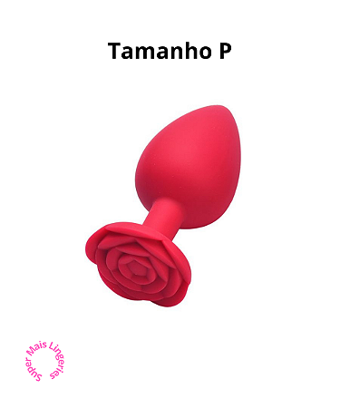 Plug Anal em Silicone com Base de Flor Rosa Tamanho P
