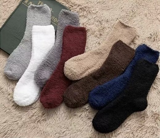 Kit 2 Pares Meias Unissex Felpuda Grossa para Adulto