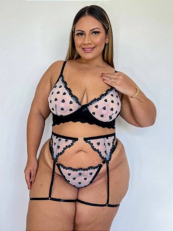 Trio Lingerie Maria Plus Size com Cinta Liga