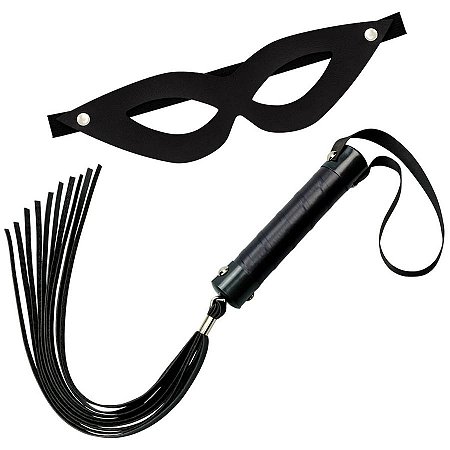 Kit 1 Chicote com 40 cm e Máscara Tiazinha Preto La Pimienta