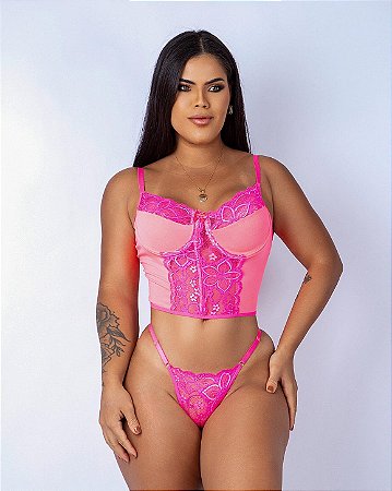 Conjunto Corselet Ryanna com Renda REF 345