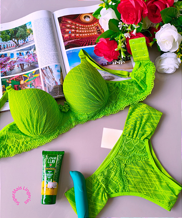 Conjunto Lingerie Verde Neon Tamanho P