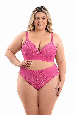 Conjunto Lingerie Microfibra e Renda Plus Size REF 202168