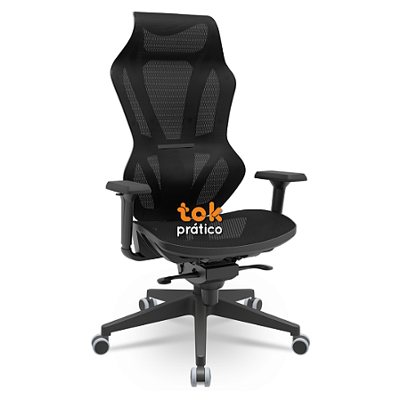 Cadeira Gamer Premium Assento e Encosto em Tela Mecanismo Syncron de Regulagem