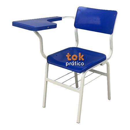 Cadeira Universitária Assento/Encosto Plástico Eco Slim Prancheta Plástica Porta Livros Aramado