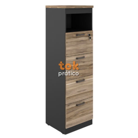 Arquivo 04 Gavetas para Pasta Suspensa + Nicho Superior Todo em Madeira