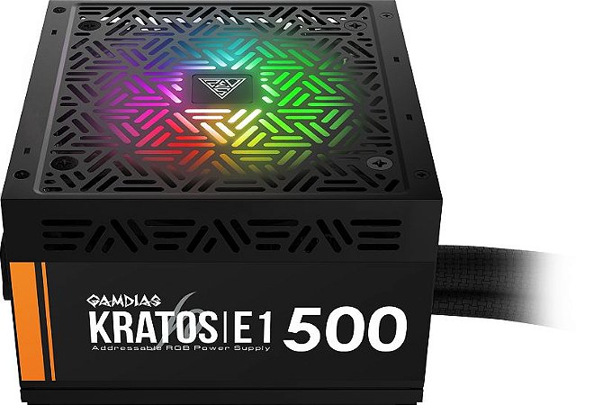 Fonte de Alimentação ATX 500W Kratos Gamdias E1-500W-RGB