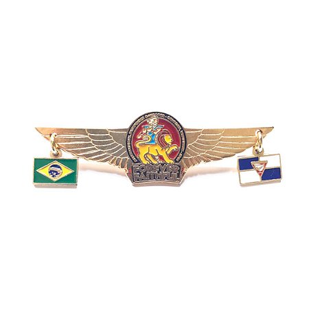 Pin Forever Faithful, logo com asas, bandeirinhas Brasil e Desbravadores