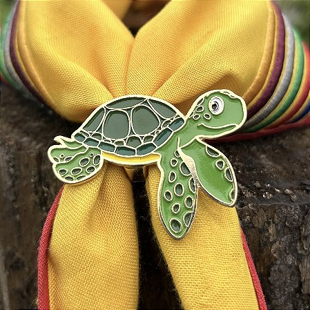 Arganéu/Prendedor de lenço, tartaruga verde