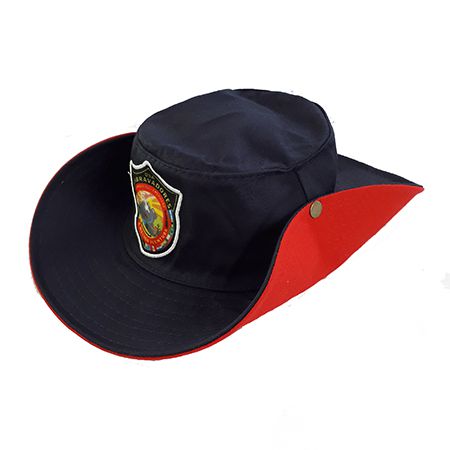 CHAPÉU AUSTRALIANO, PRETO COM VERMELHO E LOGO DSA