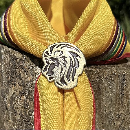 Arganéu/Prendedor de lenço, cabeça de leão colorido