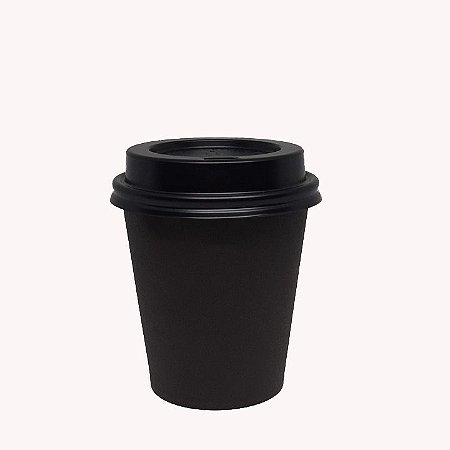 Copo de Papel Biodegradável Preto para Café 200ml C/ Tampa (50 Uni) - TRY  Embalagens