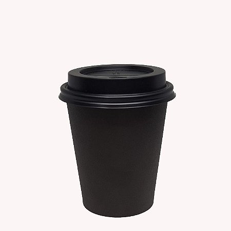 Copos de Papel Bio Preto Café 270ml Tampa