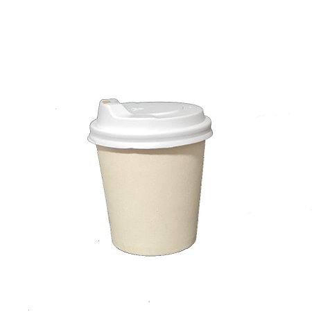 Copo Papel Branco 100ml Café C/ Tampa Biodegradável (100 unidades)