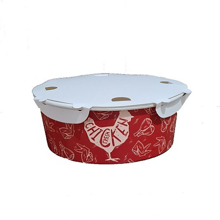 Balde De Papel P/ Frango Frito C/ Tampa 1,5lt (10 Un)