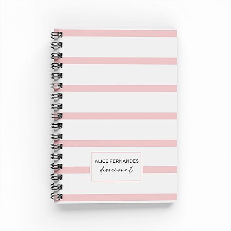 Caderno Devocional Personalizado - Rosa Listras
