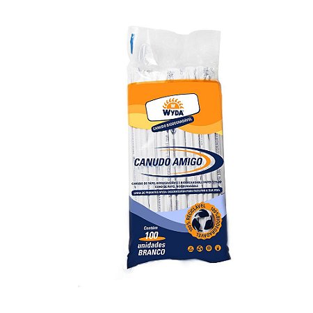 CANUDO DE PAPEL BRANCO BIODEGRADÁVEL 19,5CM X Ø6mm - 1.000 UNIDADES