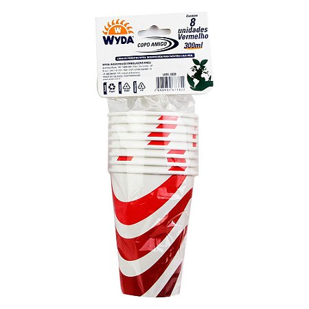 COPO DE POLIPAPEL VERMELHO 300ML - 96 UNIDADES