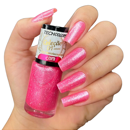 Esmalte esmalte rosa "Miss Sunshine" da coleção 01 Techcolors Cora