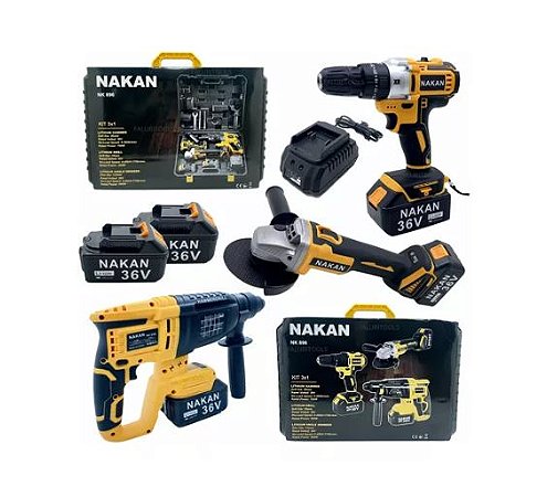 KIT 3 EM 1 PECAS FURADEIRA, ESMERILHADEIRA E MARTELETE  (CAIXA COM 3 UN)