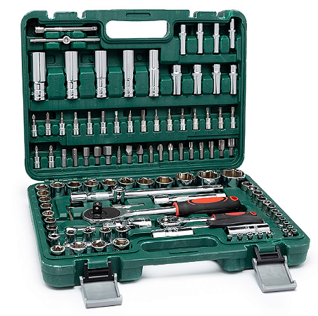 KIT FERRAMENTAS CHAVE SOQUETES SEXTAVADOS 108 PECAS (CAIXA COM 5 UN)