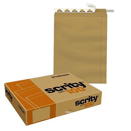 Envelope Kraft com Fecho Adesivo (Cabe A4) 240x340 80grs Kn 634 Caixa com 100 Unidades - Scrity