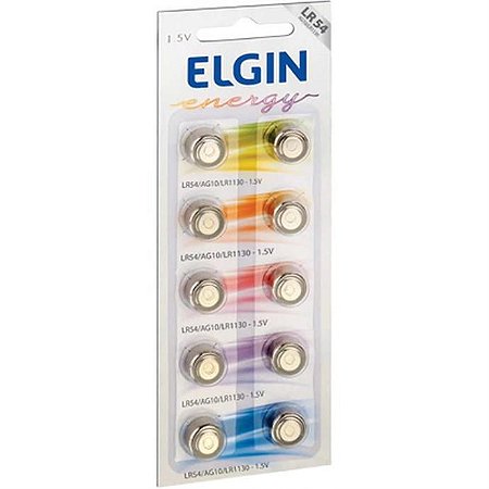 Pilha Bateria Botão LR54 AG10 LR1130 1.5v / Cartela com 10 unidades - Elgin