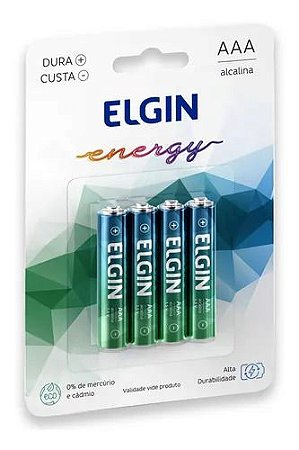 Pilha alcalina palito AAA 4 unidades - Elgin