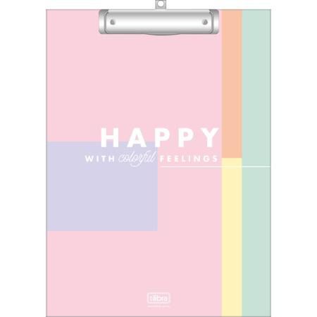 Prancheta A4 Decorada com Prendedor Metálico Formato: 230mm x 315mm - Happy Tilibra