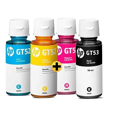 Kit Garrafa Original HP GT53 Preto GT52 Ciano / Magenta / Yellow HP Deskjet 5822