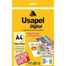 Papel Transparência Inkjet Usapel A4 75 micras Sem Tarja / UP25047 - 10 fls