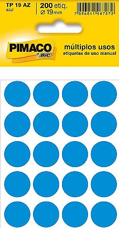 Etiqueta Redonda TP-19 19 mm (Azul) 200 Etiquetas - Pimaco