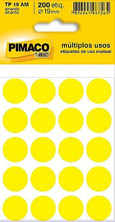 Etiqueta Redonda TP-19 19 mm (Amarela) 200 Etiquetas - Pimaco