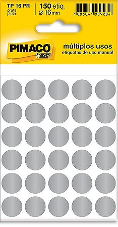 Etiqueta Redonda TP-16 16 mm (Prata) 150 Etiquetas - Pimaco
