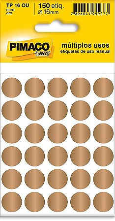 Etiqueta Redonda TP-16 16 mm (Ouro) 150 Etiquetas - Pimaco