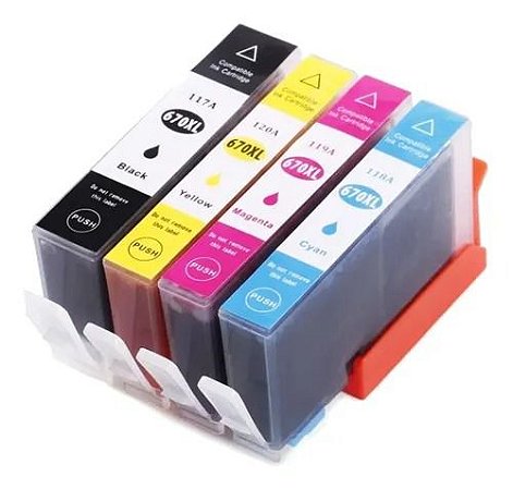 Compatível: Kit Colorido de Cartucho de Tinta 670xl para HP4615 HP4625 HP5525