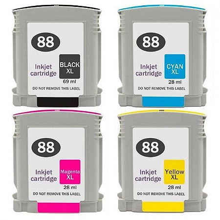 Compatível: Kit Colorido de Cartucho de Tinta 88 88XL para Impressora HP K550 K8600 K5400