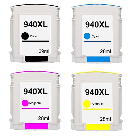 Compatível: Kit Colorido de Cartucho de Tinta 940XL 940 para HP 8000 8000WL 8500 8500W