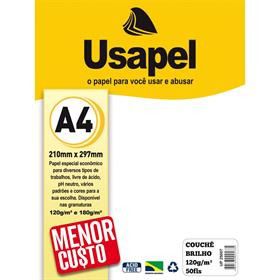 Papel Usapel Couchê Brilho / Branco UP 25007 / A4 120g - 50 fls