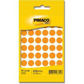 Etiqueta Redonda TP-12 12mm (Laranja) 210 Etiquetas - Pimaco