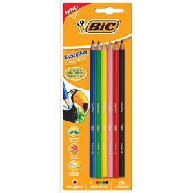 Lápis de Cor Evolution Hexagonal (Blister com 6 Cores) - Bic