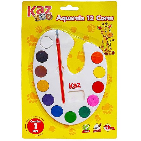 Aquarela 12 Cores com Pincel - Kaz