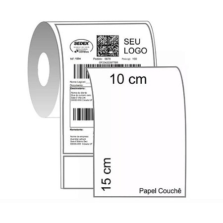 Etiqueta Couche 10x15cm (100x150mm) - Rolo com 200 Etiquetas