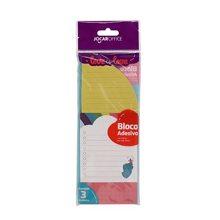 Bloco Adesivo Love is Love Blister com 3 Bloquinhos diferentes c/ 50 folhas cada bloco - Jocar Office